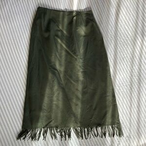 Pendleton Olive Wool Maxi Skirt with Fringe